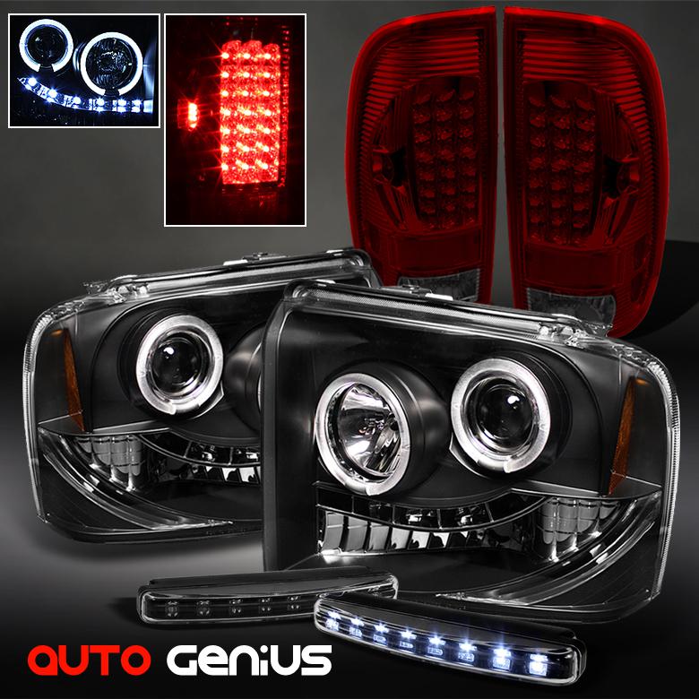 05-07 f2/3/450 blk projector headlights + r/s led tail lights + daytime led drl