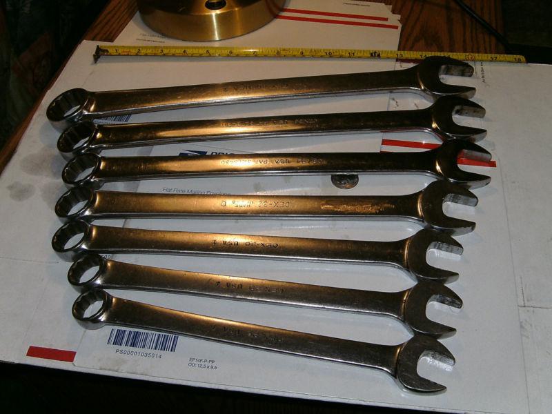 7 large snap on combo wrenchs lot bundel 