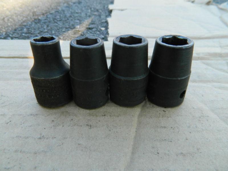 Set of 4 snap on 1/2" drive 6 point metric impact socket set 10-13mm