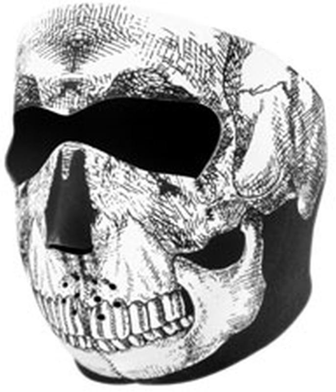 Zan cold weather water/wind resistant neoprene facemask,blk/wht skull face,osfm