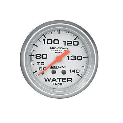 Autometer ultra-lite mechanical water temperature gauge 2 5/8" dia silver face