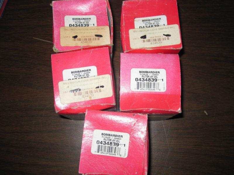 434839, 0434839, oil filter, omc  lot of 5 filters