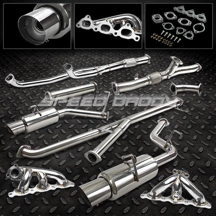 4" dual muffler exhaust turbo catback +racing header+downpipe mit 3000gt gto vr4