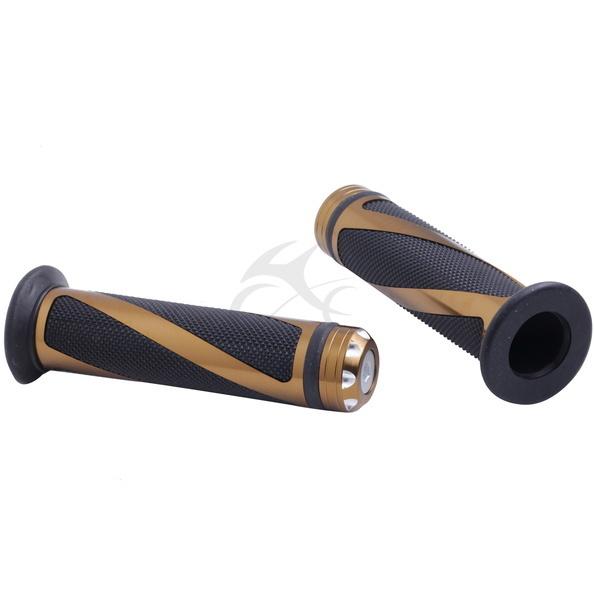 Gold motorcycle aluminum rubber gel hand grips for 7/8" handlebar sports bikes 