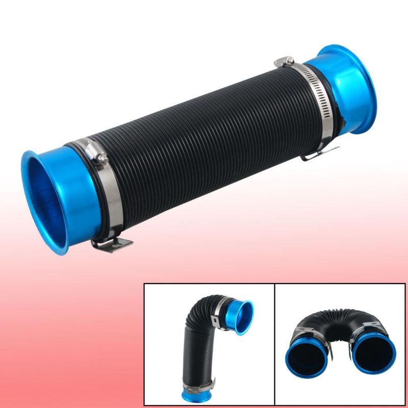 76mm cold air intake flexible induction pipe hose kit blue black