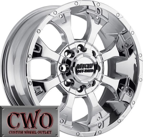 20 chrome mkw m85 wheels rims 6x139.7 6 lug chevy gmc 1500 titan tundra tacoma
