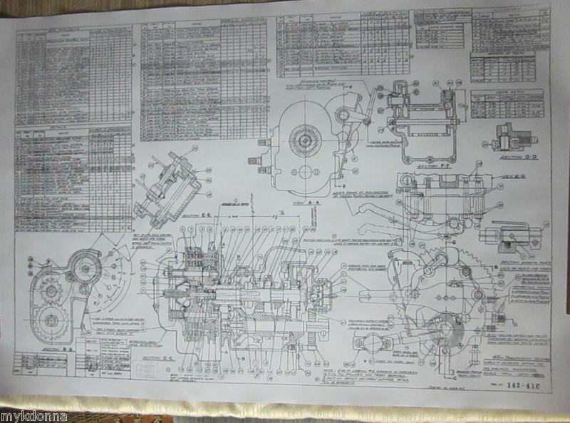 Harley davidson 45 flathead transmission blueprint plans hd poster print parts