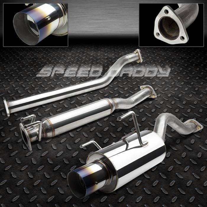 4" muffler burnt tip catback/cat back exhaust+silencer 02-06 acura rsx dc5 non-s