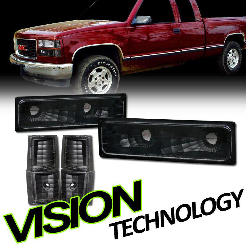 Jdm blk bumper lights+corner lamps 94-02 gmc full size pickup/suv composite type