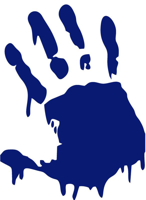 Zombie hand vinyl car decal sticker, highest quality, dark blue, 11.5" x 8.5"