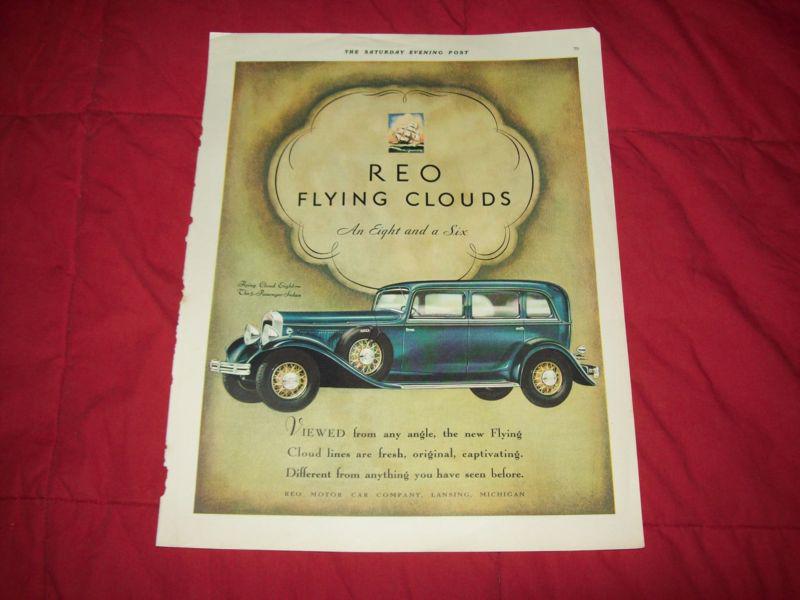 1931 reo car ad- flying cloud an eight and a six a four door