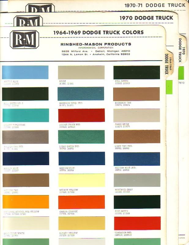 1964 1965 1966 1967 1968 1969 1970 1971 dodge truck paint chips (r-m)