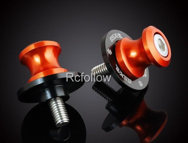 Us ship 2pcs 8mm orange motorcycle swingarm sliders spools for suzuki gsf gsr