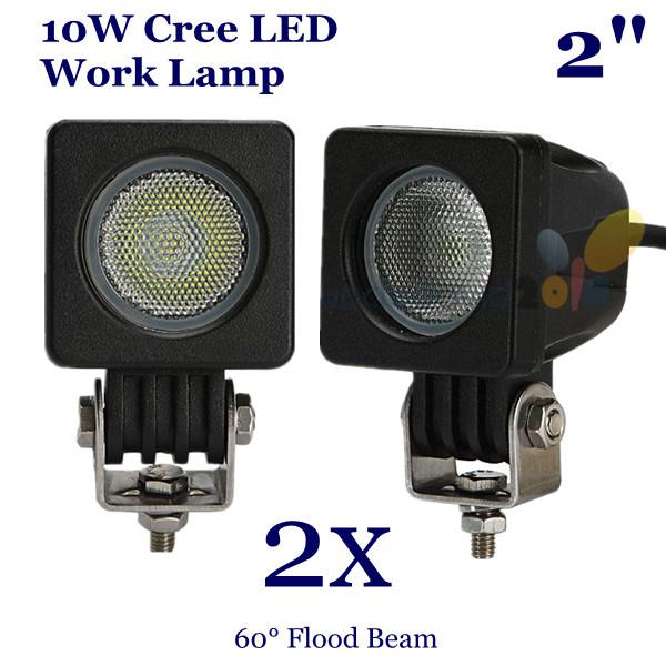 2x 10w 2" cree xm-l led work light flood beam driving lamp offroad atv 4wd jeep