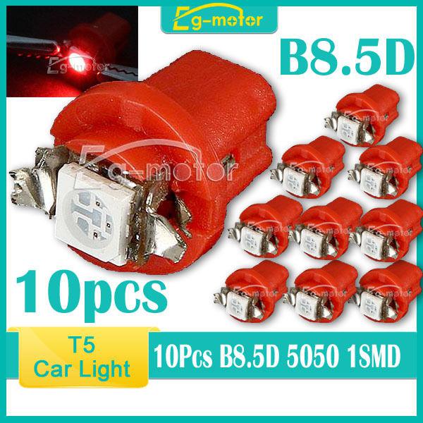 5050  t5 b8 .5d 1-smd led light car indicator side dashboard lamp bulb red x10