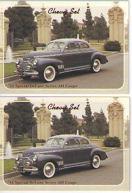 1941 chevy coupe baseball card sized cards - lot of 2 - must see !!