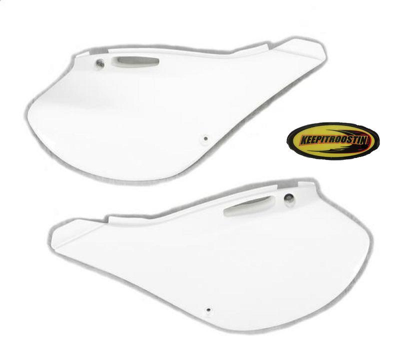 Ufo white side plates plastic for kawasaki kx 125 250 1999-2002 kx125 kx250