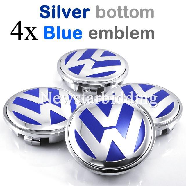 65mm blue color vw volkswagen set of 4 center wheel wheels hub caps hub