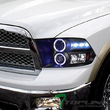 Blk daytime led 2*halo projector headlights parking 09-12 dodge ram pickup truck