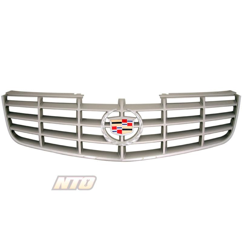 Cadillac dts tarnished silver front grille w/emblem chrome trim 06 07 08 09 cady