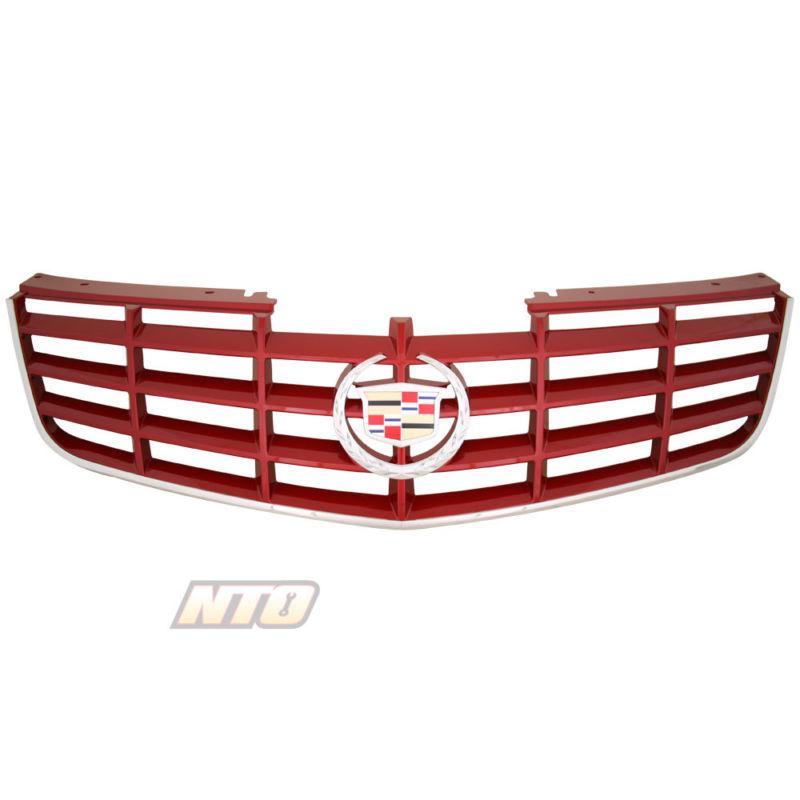 Cadillac dts red tint front grille with emblem chrome trim 06 07 08 09 caddy