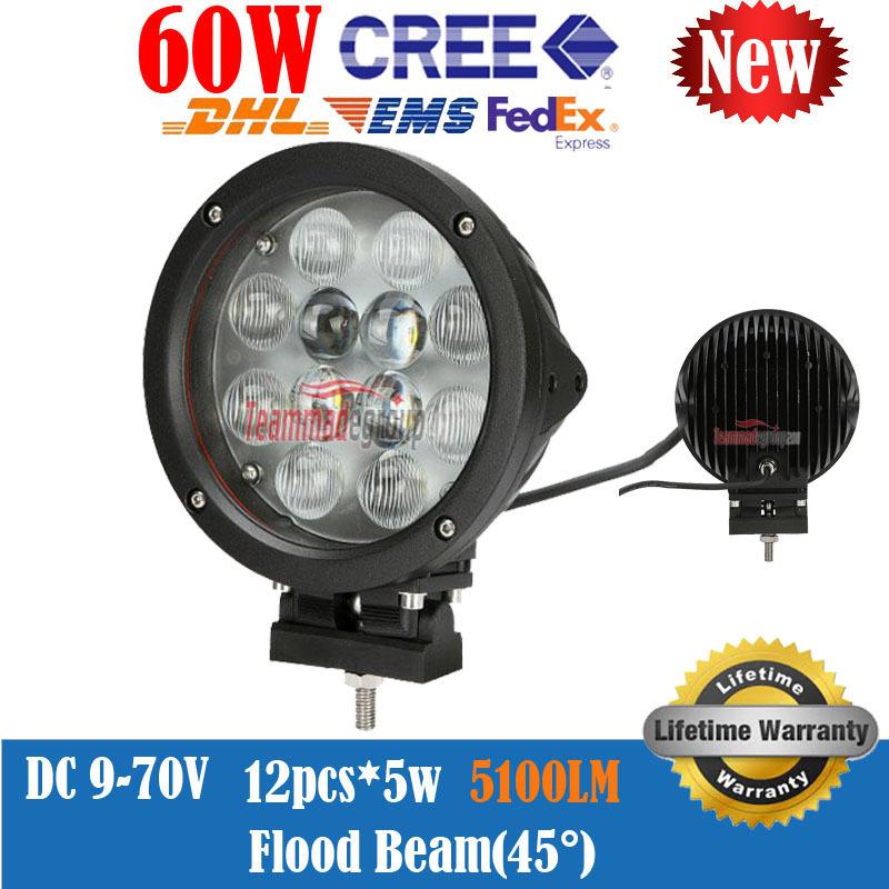 7inch 60w cree led driving work light spot & flood combo offroad 12v replace hid