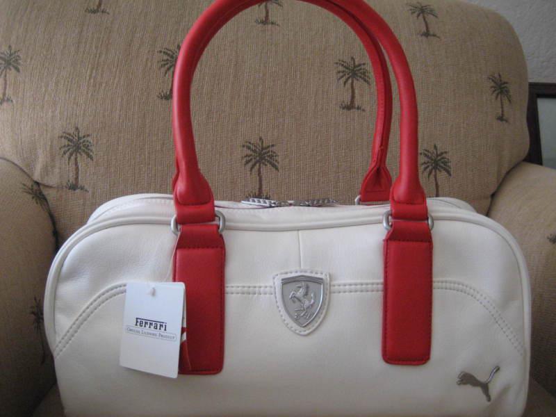 Nwt ferrari official licensed white mens womens duffle gym boston bag handbag