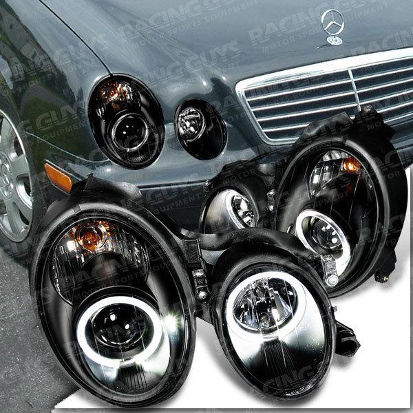 98-02 mercedes benz w208 clk-class black dual halo head lights lamps clk320