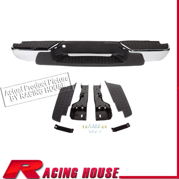 Rear step bumper replacement steel bar w/ pad 04-07 colorado canyon chrome black