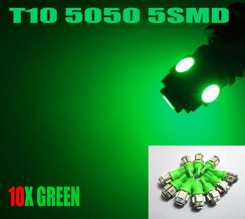 10x t10 194 906 904 901 194 168 green 5-smd led vehicle dome light bulb #hf10