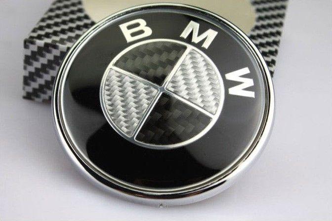 82mm black bmw car hood series badge emblem carbon fiber 2 pins 1 pcs