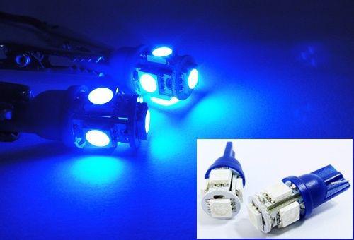 2x blue 5 smd led t10 168 194 wedge bulb license plate light dome map step trunk