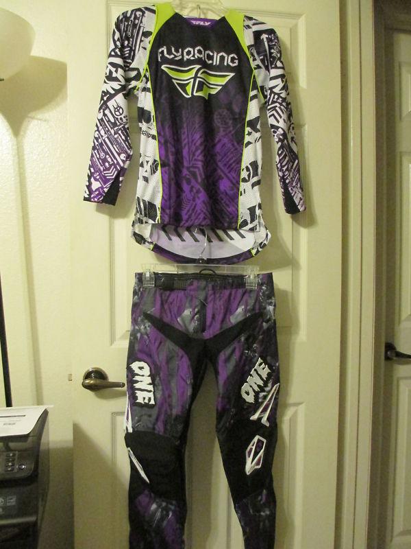 One industries kids youth motocross sz 9/10 pants & large fly jersey combo  