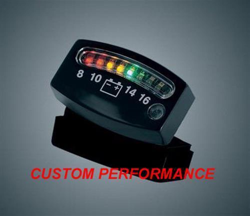 Kuryakyn black led battery volt meter gauge harley honda yamaha suzuki kawasaki