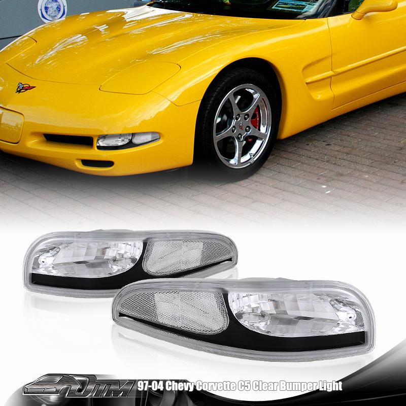 97-04 chevy corvette depo chrome / black housing clear lens bumper light lamps