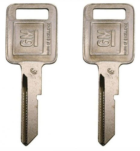 2 new gm logo oem ignition &#034;e&#034; key blank uncut 320404 1154606 (gmc buick olds)