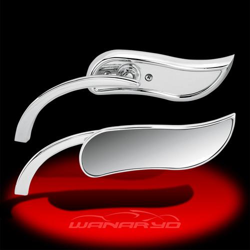 Upswept micro mirror, chrome, right for harley, victory, and metric cruisers