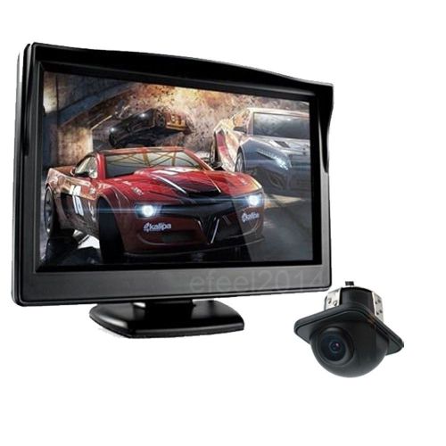 Wired 5&#034; monitor car rear view system backup reverse camera night vision kit