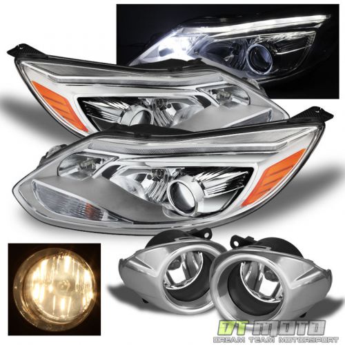 12-14 focus projector headlights+ bumper {glass} fog lights w/switch 2012-2014