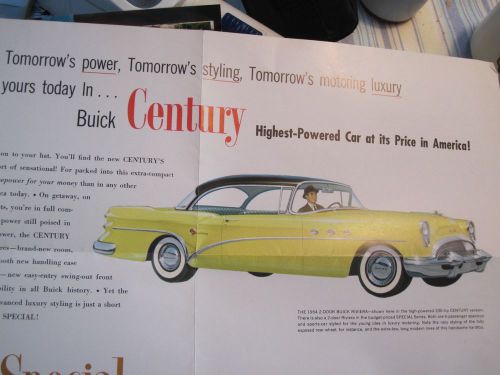Buick 1954 original foldout brochure-great pics &amp; specs-for restoration use