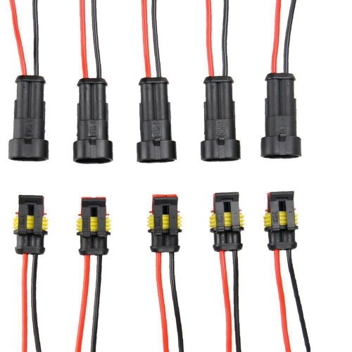 5 sets 2 pin waterproof electrical connector plug with wire wire harness