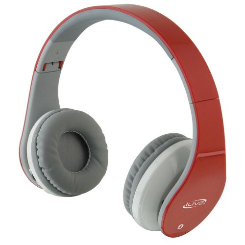 Ilive electronics iahb64mr ilive iahb64r red bluetooth stereo headphones w/ mic