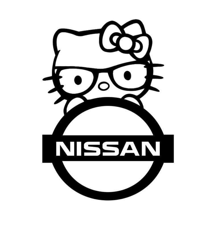 Hello kitty  peeking nissan decal sticker car truck laptop window wall nerds