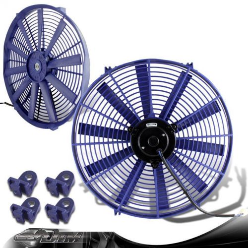 Universal blue 16&#034; 1500 cfm 2250 rpm 12v electric cooling pull slim radiator fan