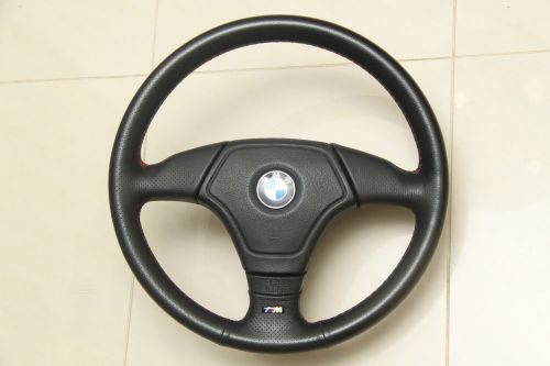 Bmw e36 3-series z3 oem sport 3-spoke red stitching airbag steering wheel 325i