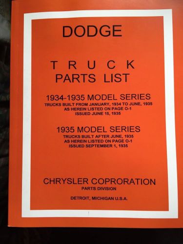 Dodge truck parts list manual (1934-1935 model series)