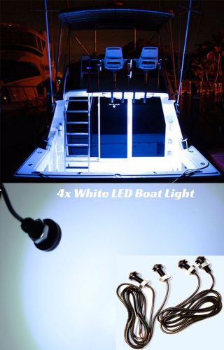 4x white led boat light waterproof 12v  courtesy bow trailer pontoon ft