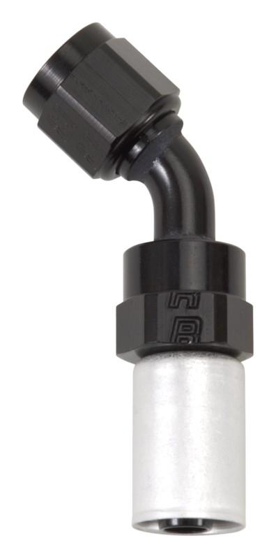 Russell 610653 proclassic crimp on hose end 45 deg. end black/clear -12an