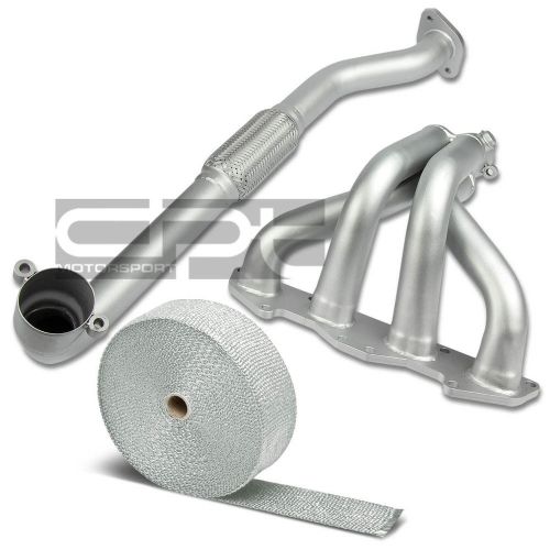 Stainless ceramic exhaust header for 2g eclipse/talon/avenger nt+white heat wrap