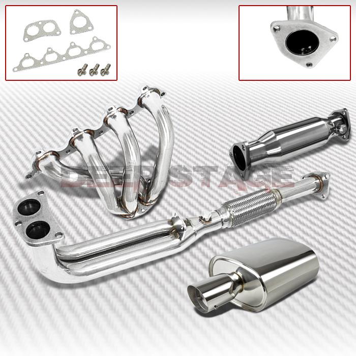 Exhaust manifold header+pipe+2.5" oval muffler 92-96 honda prelude 2.3 4cyl h23